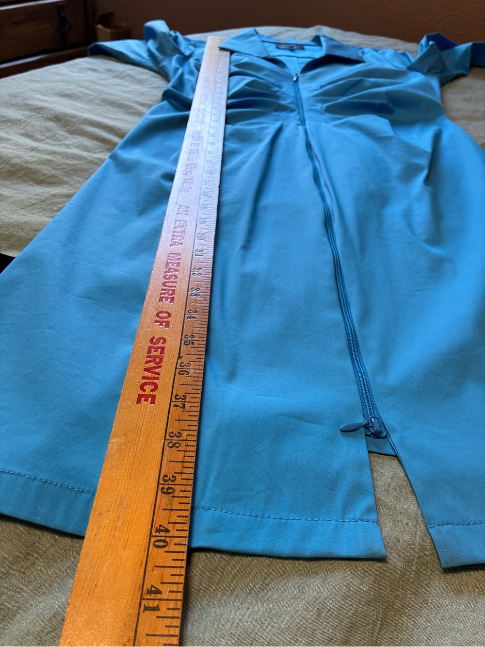 Lafayette 148 Size 10 Full Zip Teal Blue Midi Shirt Dress - Picture 9 of 12